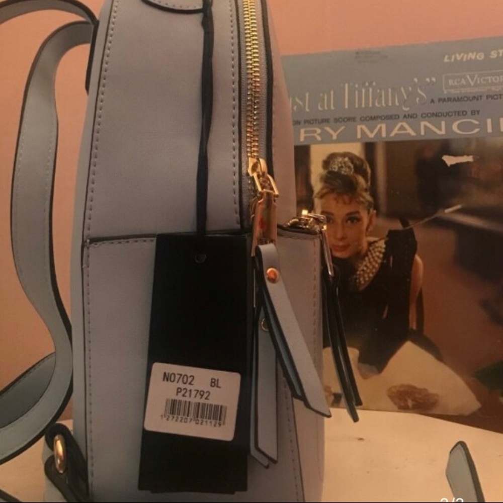 Pale blue vegan backpack